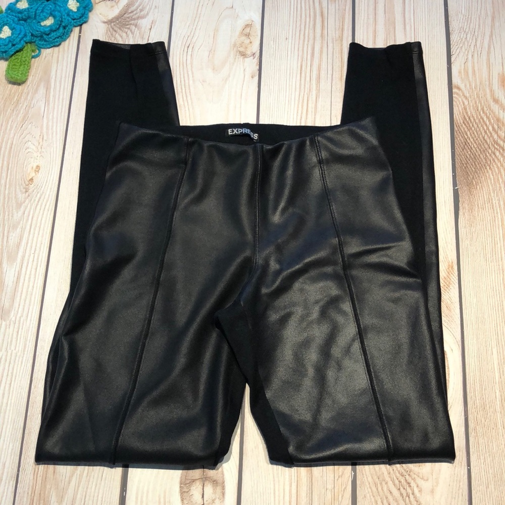Express women’s faux leather front leggings